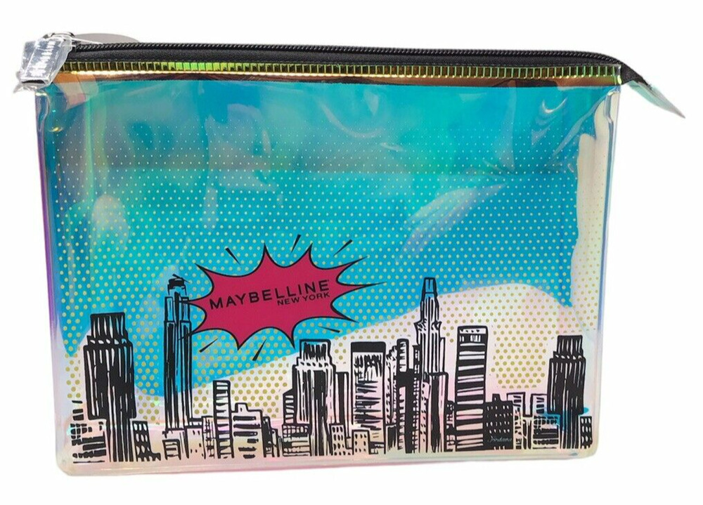 Maybelline New York Makeup Zipper Bag Opalescent Comic City Design - BAG ONLY